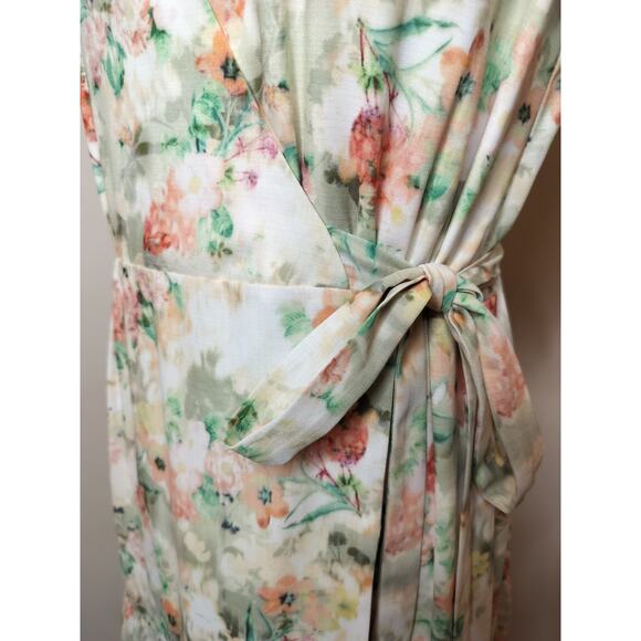 Alex Marie Floral Wrap Dress Midi Short Sleeve Cottage Boho - Picture 9 of 13